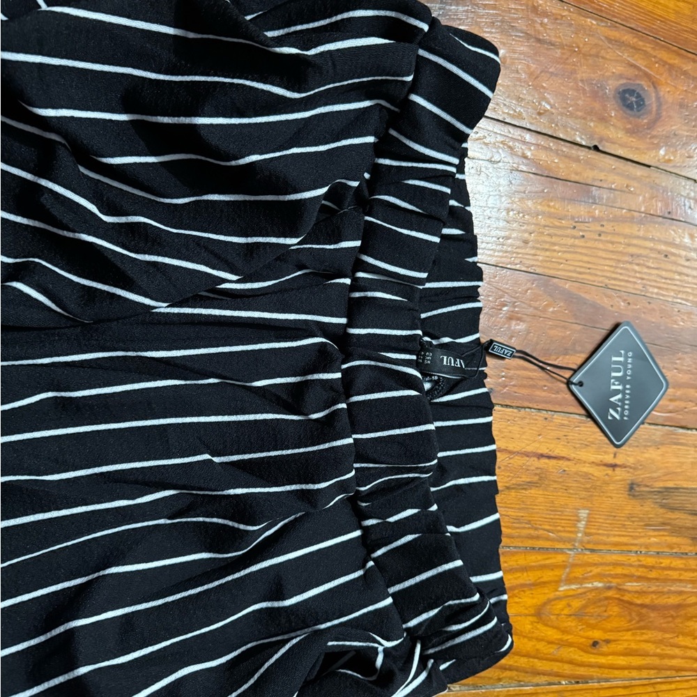 Zaful Black and White Striped Track Pants